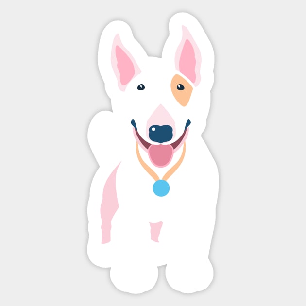 White Bull Terrier dog Sticker by kavalenkava